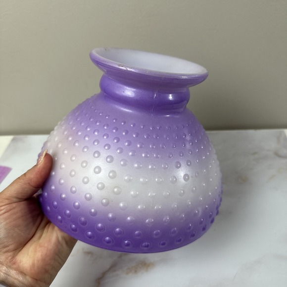 Purple Lavender Milk Glass Hobnail Lamp Shade 8" Fitter Vintage Replacement - Picture 8 of 10